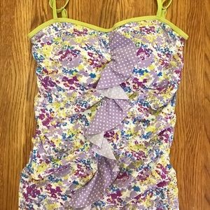 Lime Ricki Cascade Ruffle Tankini Top